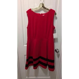 Calvin Klein Dress Women's 14 Red Sleeveless Performance Stretch Business Work